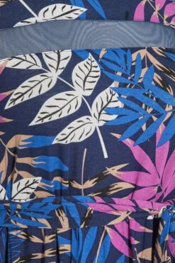 Robe Bleue Empiècement Filet Patineuse Floral Tropical -GrandeTendance Boutique 39756c53 5790 40 300803 Z