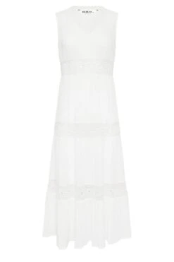 YOURS PETITE - Robe Blanche Maxi Volanté Design Crochet -GrandeTendance Boutique 39a35828 ecec 4a 174551 X