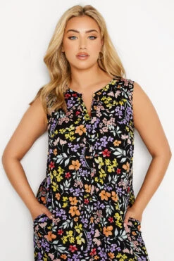 Robe Coupe Droite Noire Multi-Floral -GrandeTendance Boutique 39bc5fe9 999f 4b 173928 D