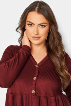 LIMITED COLLECTION - Robe Rouge Vin Midaxi Nervurée -GrandeTendance Boutique 39dcda51 a59b 4f 215063 D