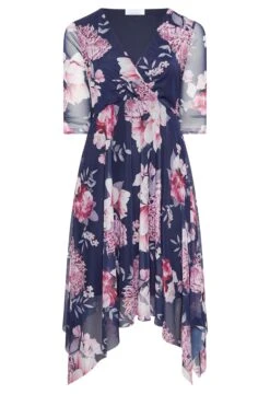 YOURS LONDON - Robe Midi En Mousseline Bleue Floral Rose -GrandeTendance Boutique 3a6cd984 6433 4c 162118 X