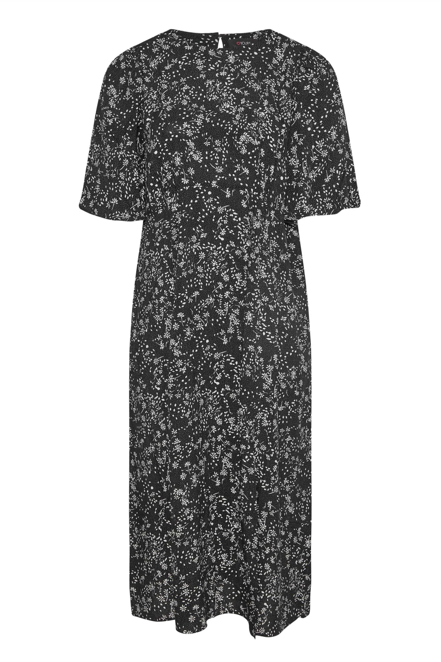 Robe Noire Midi à Fente Design Pâquerettes 7 Robe Noire Midi à Fente Design Pâquerettes – Image 5