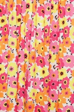 YOURS - Robe Rose & Jaune Floral Smocké Manches Courtes -GrandeTendance Boutique 3e87d035 ebdf 46 137389 Z