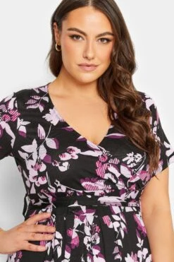 YOURS - Robe Noire Feuilles Roses Cache-Coeur -GrandeTendance Boutique 3ebc6235 dc96 4c 137434 D