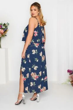 YOURS LONDON - Robe Bleue Marine Floral Volantée Superposée -GrandeTendance Boutique 406e1ac7 df95 4e 161945 D