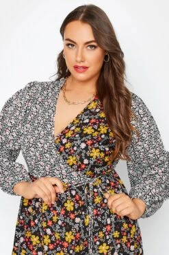 LIMITED COLLECTION - Robe Cache-Coeur Noire Contrastée Floral Jaune 12 LIMITED COLLECTION - Robe Cache-Coeur Noire Contrastée Floral Jaune -GrandeTendance Boutique 40c3c069 a4fc 48 214898 D