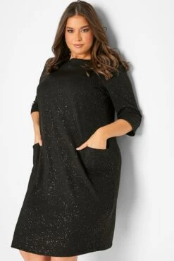 Robe Noire Paillettée Drâpée à Poches -GrandeTendance Boutique 4178a5d2 e413 47 174206 D
