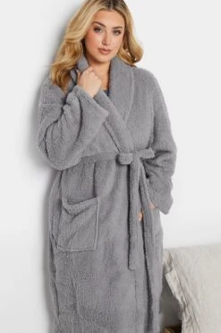 Robe De Chambre Grise En Peluche à Poches -GrandeTendance Boutique 41dc9303 4b8f 48 148784 D
