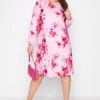 YOURS LONDON - Robe Rose Coupe Droite En Floral -GrandeTendance Boutique 41e6198d f7a7 4c 161475 B