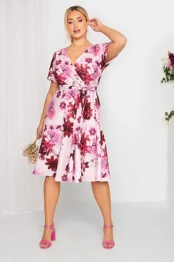 YOURS LONDON - Robe Rose & Rouge Floral Patineuse -GrandeTendance Boutique 41f01501 9b01 4e 162032 B
