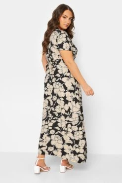 YOURS - Robe Maxi Noire & Beige Floral Cache-Coeur -GrandeTendance Boutique 42125fa0 01ae 40 137435 C