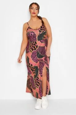 LIMITED COLLECTION - Robe Rose & Orange Animal Longueur Maxi