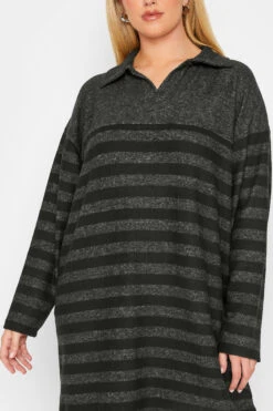 YOURS LUXURY - Robe-Pull Rayures Gris Charbonneux & Noir Manches Longues 15 YOURS LUXURY - Robe-Pull Rayures Gris Charbonneux & Noir Manches Longues -GrandeTendance Boutique 42e46377 c860 41 301485 E