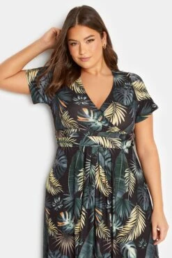 YOURS - Robe Midaxi Noire Cache-Coeur Tropicale -GrandeTendance Boutique 4350eb31 d56e 4e 301986 D