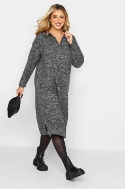 Robe Midaxi En Gris Charbonneux Toucher Doux -GrandeTendance Boutique 4396eb01 db1f 48 301511 B