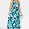 YOURS LONDON - Robe Bleue Maxi Imprimé Abstrait Plissée -GrandeTendance Boutique 45e48320 b98c 44 162057 A