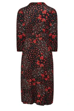 YOURS LONDON - Robe Maxi Plissée Rouge & Noire Floral -GrandeTendance Boutique 46507368 94fe 4d 161939 Y