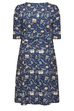 YOURS LONDON - Robe De Noël Bleue Pain D'Épice Manches Courtes -GrandeTendance Boutique 477b2b14 939a 43 161853 Y