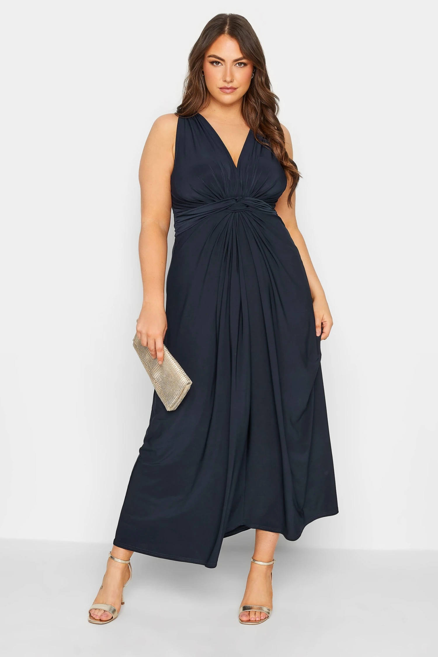 YOURS LONDON - Robe Maxi Bleue Marine Noeud Avant 3 YOURS LONDON - Robe Maxi Bleue Marine Noeud Avant