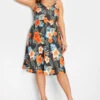 YOURS LONDON - Robe Noire Fleurs Tropical Orange -GrandeTendance Boutique 47bcde57 cfcb 49 162198 B