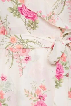 YOURS LONDON - Robe Blanche Floral Rose Cache-Coeur Volanté -GrandeTendance Boutique 4857b068 16a5 4b 162052 Z