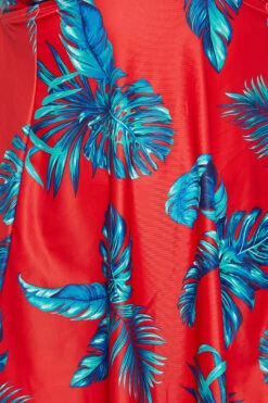 YOURS - Robe De Bain Rouge Tropicale Feuilles Bleues Volanté -GrandeTendance Boutique 4927013d 3002 40 150269 Z1