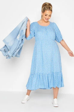 LIMITED COLLECTION - Robe Bleue Ciel Petites Fleurs Midaxi