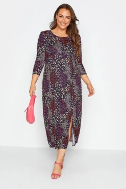 YOURS LONDON - Robe Bleue Marine Petites Fleurs