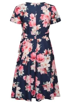 YOURS LONDON - Robe Bleue & Rose Floral Patineuse -GrandeTendance Boutique 4a9c6331 c9c0 44 162031 Y