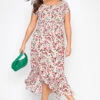 Robe Blanche Floral Rouge En Bardot Manches Courtes -GrandeTendance Boutique 4b7484b7 8a99 49 137095 B