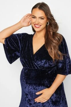 BUMP IT UP MATERNITY - Robe Midi Bleue Marine Velours -GrandeTendance Boutique 4c1cf3c0 b899 49 158379 D