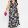 YOURS LONDON - Robe Maxi Bleue Marine Tropicale Noeud Avant -GrandeTendance Boutique 4c3e7db4 797b 4f 162142 A