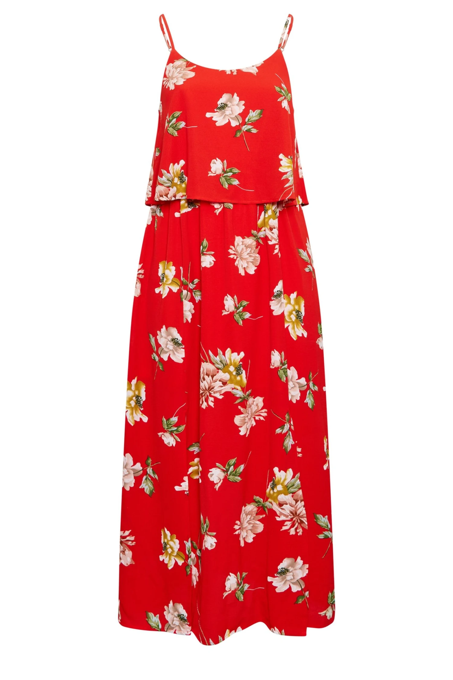 YOURS LONDON - Robe Rouge Floral Volantée Superposée 8 YOURS LONDON - Robe Rouge Floral Volantée Superposée – Image 6
