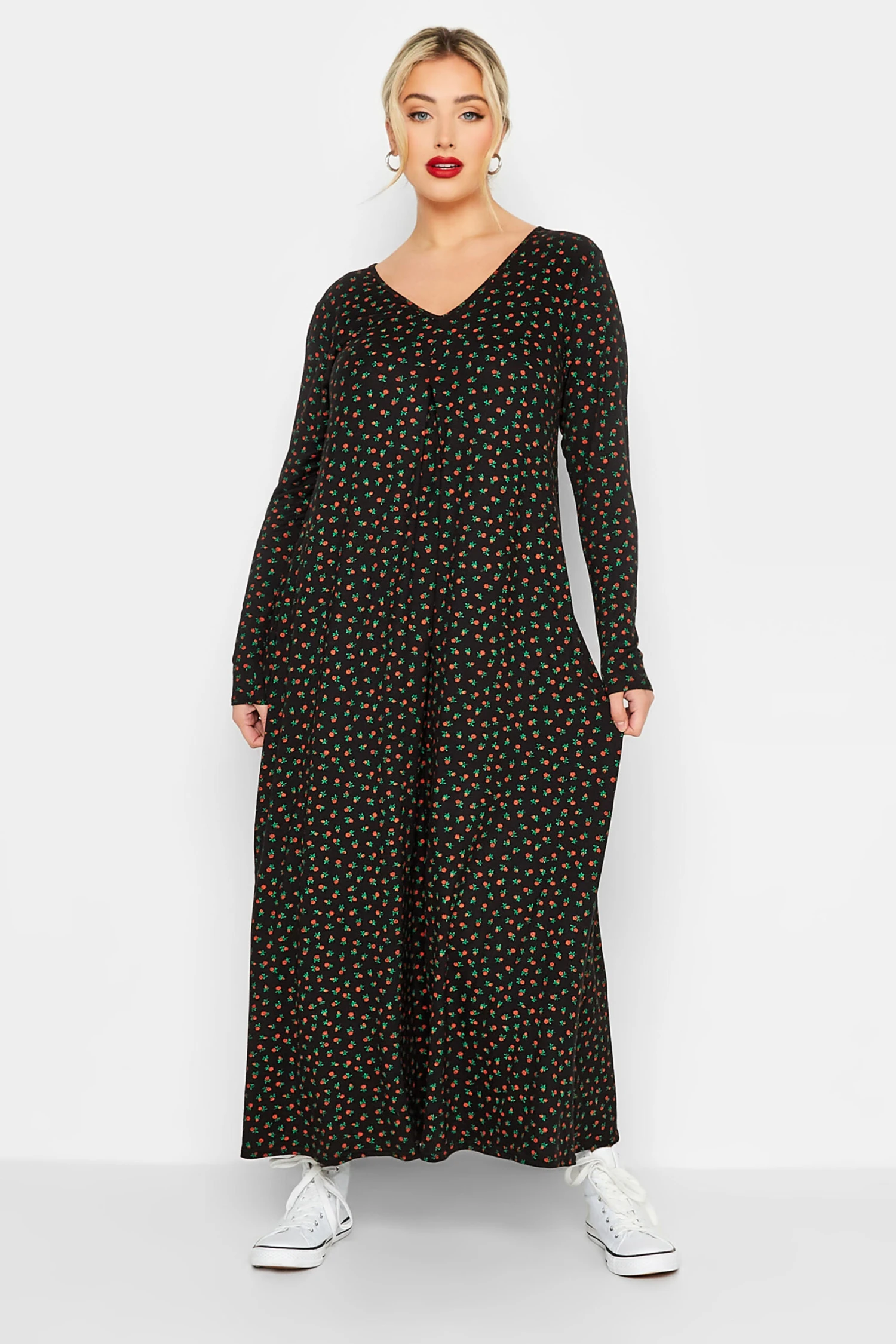 LIMITED COLLECTION - Robe Noire Maxi Petites Fleurs En Jersey 3 LIMITED COLLECTION - Robe Noire Maxi Petites Fleurs En Jersey