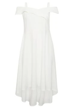 YOURS LONDON - Robe Blanche Midi Coupe Bardot Ourlet Plongeant -GrandeTendance Boutique 4ce5f813 2613 4e 162089 X