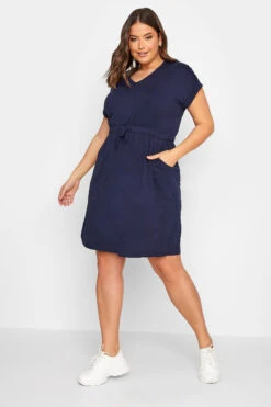 YOURS - Robe Bleue Marine à Poches Taille Marquée