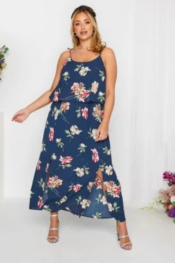YOURS LONDON - Robe Bleue Marine Floral Volantée Superposée -GrandeTendance Boutique 4e8cb220 ef8d 48 161945 C