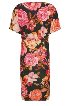 YOURS PETITE - Robe Midi Noire Floral Rose Cache-Coeur -GrandeTendance Boutique 4eb2578c e257 4f 174574 Y