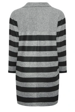 YOURS LUXURY - Robe-Pull Rayures Gris & Noir Manches Longues -GrandeTendance Boutique 4ec16ada 5339 41 301484 Y