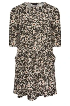 YOURS - Robe Noire Mini Imprimé Floral Drâpée à Poches -GrandeTendance Boutique 4f069bfe 4a68 43 301907 X