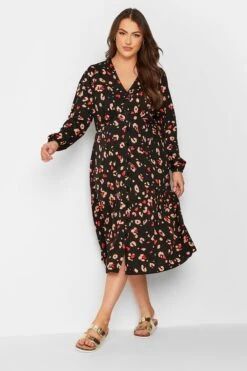 Robe Noire Midi Léopard Manches Longues -GrandeTendance Boutique 4fbe4be8 490a 48 137215 B
