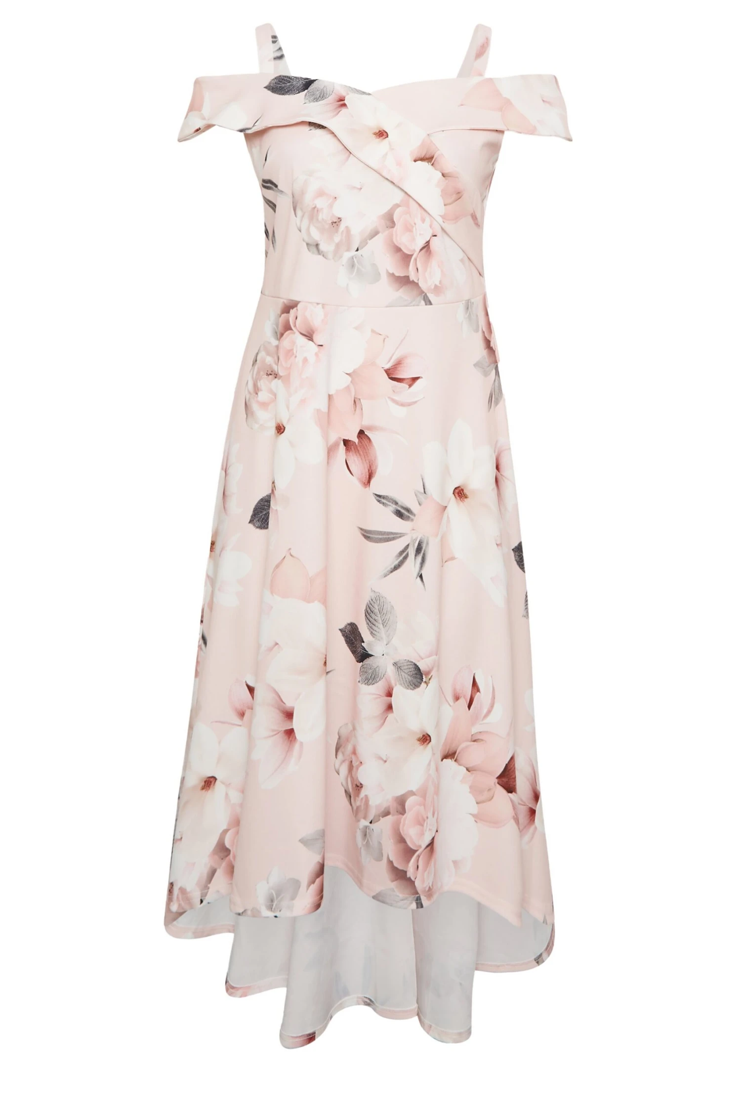 YOURS LONDON - Robe Rose Poudré Floral En Bardot Demoiselle D'Honneur 8 YOURS LONDON - Robe Rose Poudré Floral En Bardot Demoiselle D'Honneur – Image 6