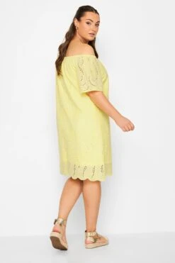 YOURS - Robe Bardot Jaune Broderie Anglaise -GrandeTendance Boutique 5301ec23 4008 46 137514 C