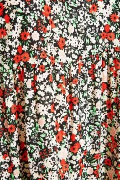 LIMITED COLLECTION - Robe Noire Floral Rouge Smocké Midaxi -GrandeTendance Boutique 53569c9a 2bd3 42 217011 S