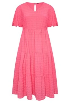LIMITED COLLECTION - Robe Midi Rose Fushia Texturé Smocké -GrandeTendance Boutique 53703053 df39 44 215542 X