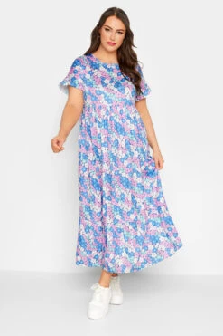 LIMITED COLLECTION - Robe Smocké Maxi Bleue & Rose Floral