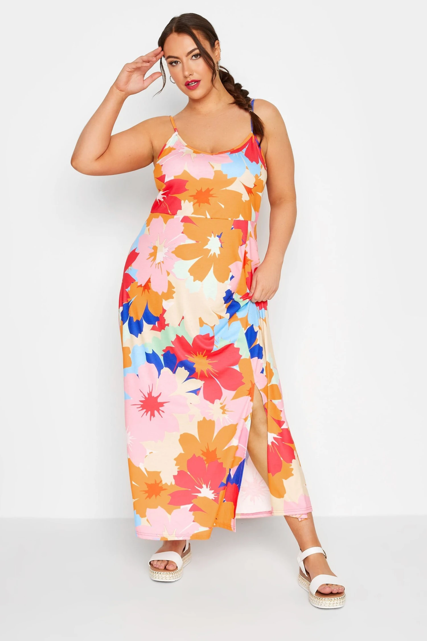 LIMITED COLLECTION - Robe Rose & Orange Floral Longueur Maxi 4 LIMITED COLLECTION - Robe Rose & Orange Floral Longueur Maxi – Image 2