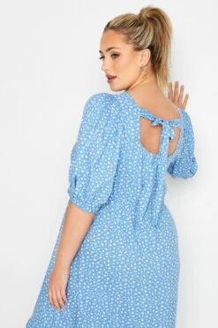 LIMITED COLLECTION - Robe Bleue Ciel Petites Fleurs Midaxi -GrandeTendance Boutique 5485e80f 73b8 4e 214393 D