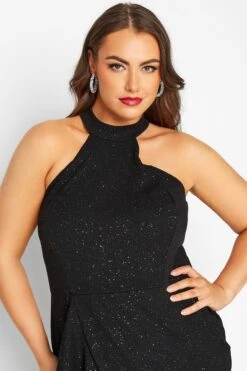 YOURS LONDON - Robe Noire Paillettée Ras-le-Cou Ourlet Volanté -GrandeTendance Boutique 549f07af 979e 4e 161978 D