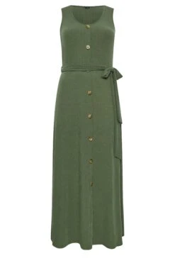 YOURS - Robe Verte Kaki Boutonnée Maxi En Jersey -GrandeTendance Boutique 54d41082 45b2 47 137542 X